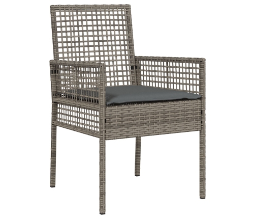 Conjunto de comedor de jardín de 7 piezas con cojines gris poliratán
