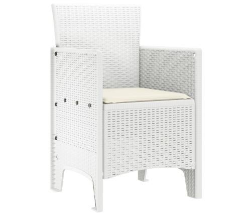 Silla de Jardín  Set de 4 Blanco Poliratán Estándar Apilable