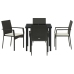 Juego de Comedor de Jardín  de 5 Piezas con Cojines Negro Poliratán