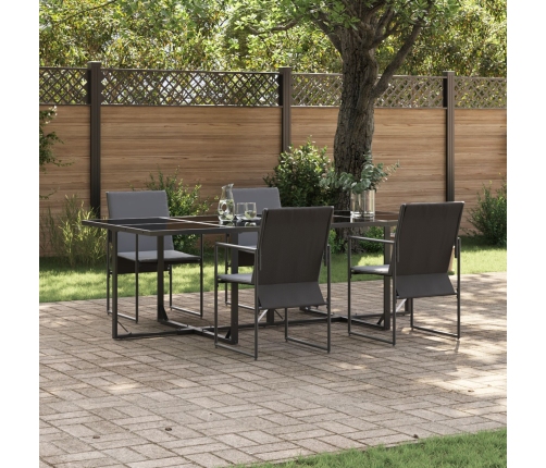 Set de Comedor de Jardín de 6 Piezas con Cojines de Acero y Textilene