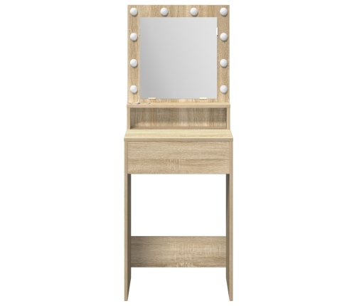 Mesa de tocador con luces LED en Roble de Sonoma, 50x41x135 cm