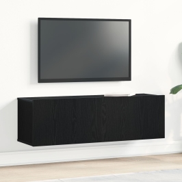 Mueble de TV Montado en la Pared de Roble Negro  100x30x30 cm Hecho de Madera Ingenierizada