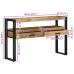 Mesas Auxiliares  Negras 120x33x75 cm de Madera Maciza de Mango y Metal