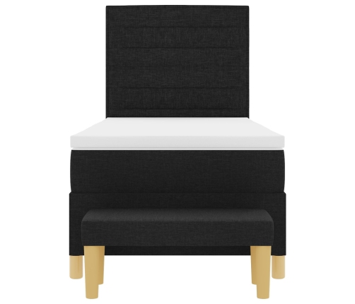 Cama con Base  con Colchón y Banco Negro 90x200 cm Tela