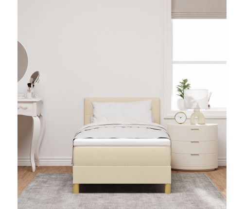 Cama con Somier y Colchón Crema 90x200 cm Tela
