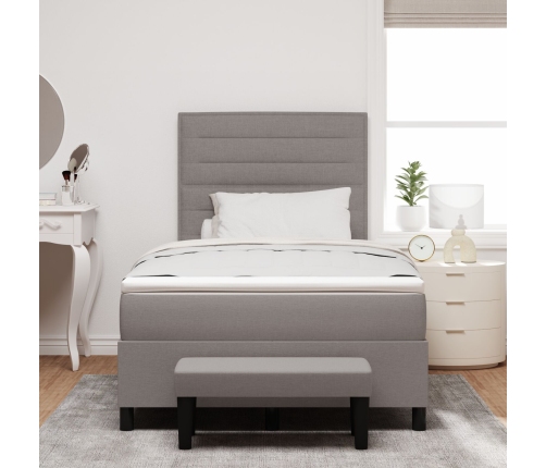 Cama con base  con colchón y banco taupe 120x200 cm de tela