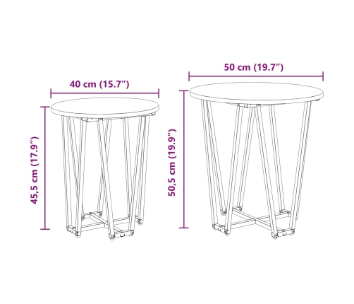 Mesa de Lado  2 pcs de Madera de Sonoma y Metal