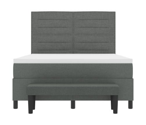 Cama con Box Spring  con Colchón y Banco Gris Oscuro 160x200 cm Tela