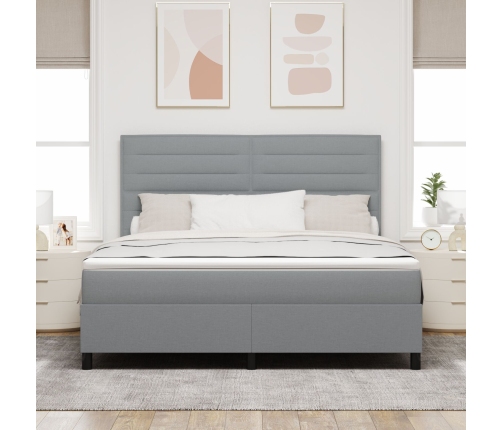 Cama con base de resortes  con colchón gris claro super king tela