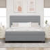 Cama con base de resortes  con colchón gris claro super king tela