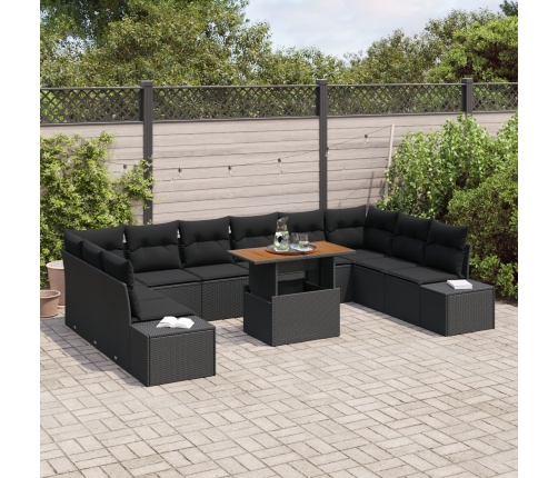 Conjunto de Sofá de Jardín  Conjunto de 11 Negro Ratán