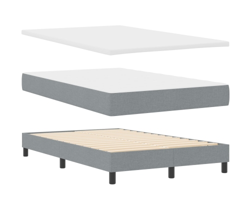 Cama con Canon  con Colchón y Banco Gris Claro 120x200 cm Tela