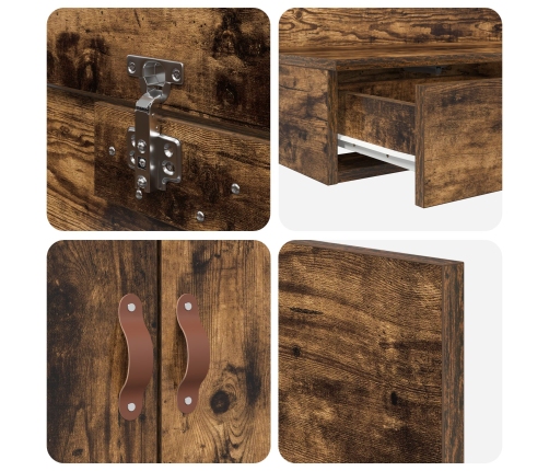 Estructura de Cama de Almacenamiento  Roble Ahumado Madera Engineered
