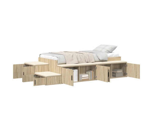 Cama con Almacenamiento  Roble Sonoma 75x190 cm
