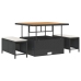 Set de Sofá de Jardín de 12 Piezas con Cojines Negro Poliratán Acacia,  Sofá de Jardín de 2 Plazas con Almacenamiento y Cojines Negro Poliratán,  Set de Comedor de Jardín de 3 Piezas con Cojines Negro Poliratán Acacia