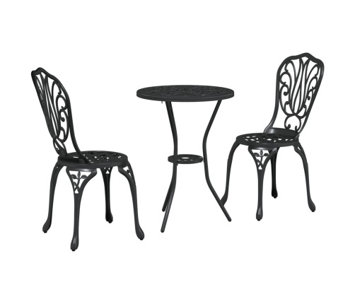 Set de Bistro de Jardín de 3 Piezas  en Aluminio Fundido Negro