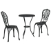 Set de Bistro de Jardín de 3 Piezas  en Aluminio Fundido Negro