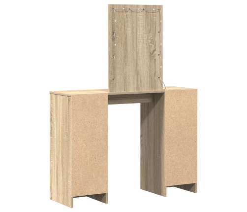 Mesa de Tocador  con Luces LED en Roble Sonoma, 102x33x135 cm
