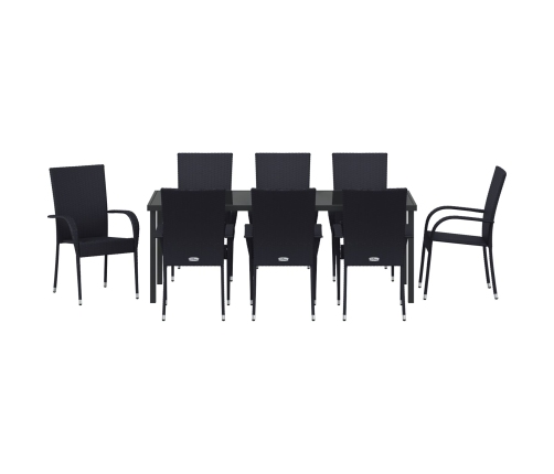 Conjunto de comedor de jardín de 5 piezas negro poliratán de