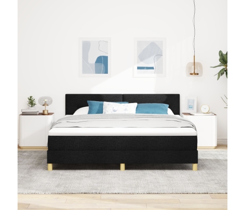 Cama Box Spring  con Colchón Negra 180x200 cm Tela