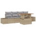 Conjunto de Sofá de Jardín  5 Piezas Beige Ratán Comedor de Jardín
