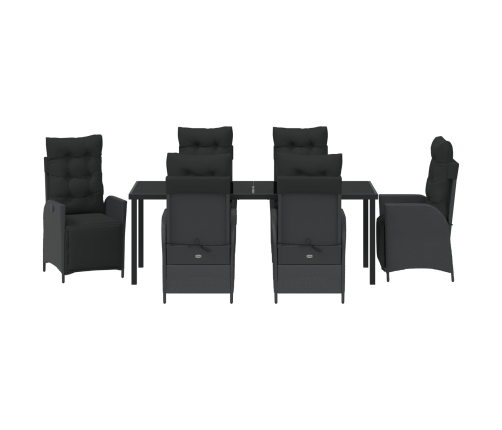 Conjunto de comedor de jardín de 7 piezas  Negro de Poli Ratán