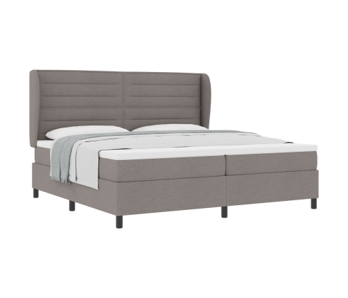 Cama con somier  y colchón taupe 200x200 cm en tela