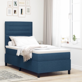 Cama con Somier y Colchón Azul 100x200 cm Tela