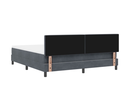 Cama Box Spring  con colchón gris oscuro Super King terciopelo