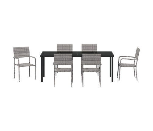 Conjunto de Comedor de Jardín  de 7 Piezas Gris de Poliratán