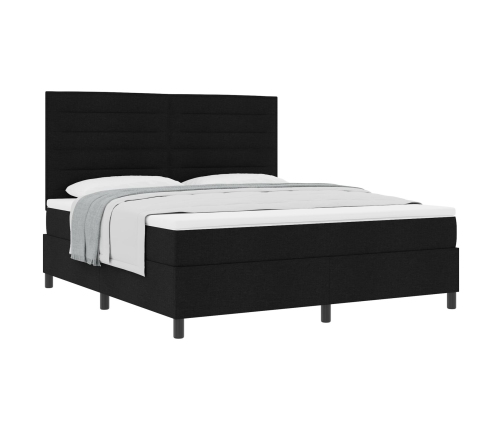 Cama Box Spring  con Colchón Negro Súper King Tela