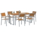 Juego de Comedor de Jardín Set de 7 Gris Claro Aluminio Duradero