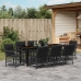 Conjunto de comedor de jardín  de 9 piezas con cojines negro poliratán