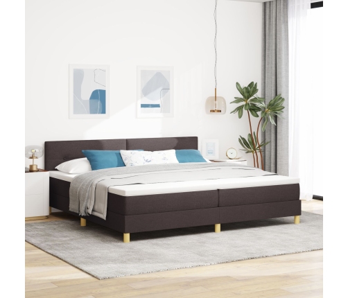 Cama con Somier con Colchón Marrón Oscuro 200x200 cm Tela
