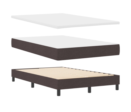 Cama con Somier y Colchón & Banco Marrón Oscuro 120x200 cm Tela