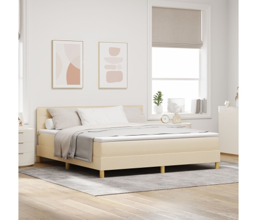 Cama con Box Spring  con Colchón Crema 180x200 cm Tela