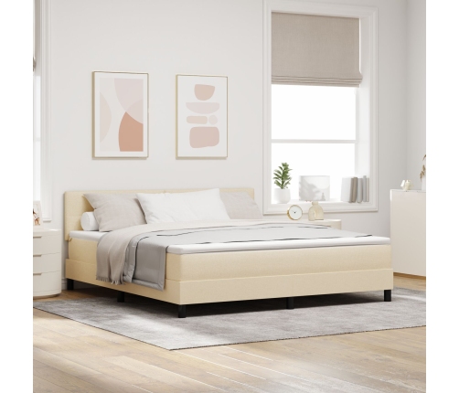 Cama Box Spring con Colchón & LED Crema 180x200 cm Tela
