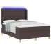 Cama con Somier y Colchón LED Marrón Oscuro 140x200 cm Tela