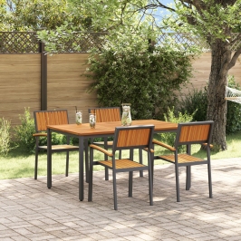 Juego de Comedor de Jardín Conjunto de 5 Piezas Negro
