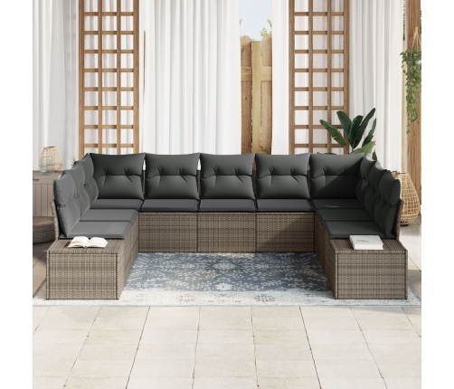 Set de sofá de jardín  Set de 9 Gris Ratán Sofá de jardín