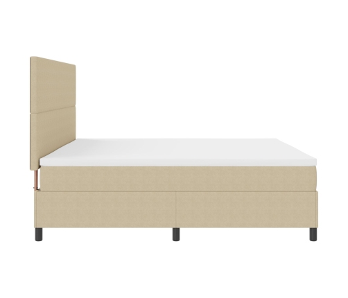 Cama con Somier  con Colchón Beige Claro 200x200 cm Tela de Sarga