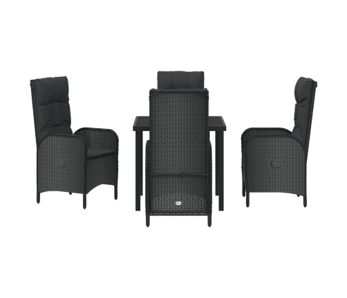Conjunto de Comedor de Jardín de 5 Piezas  Negro Ratán Poli