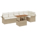 Conjunto de comedor de jardín de 7 piezas con cojines beige ratán poliéster acacia