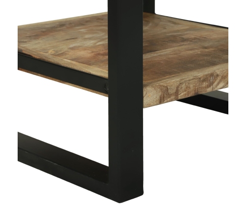 Mesas Auxiliares  Madera natural y negra Madera sólida de mango, Metal