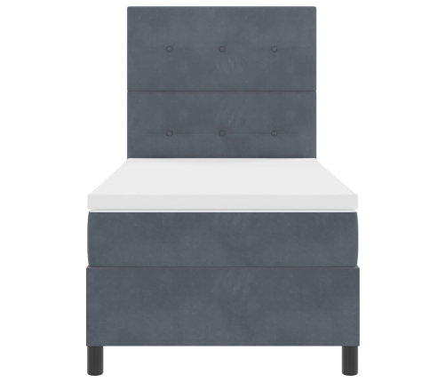 Cama Box Spring con Colchón  Gris Oscuro 90x200 cm Terciopelo