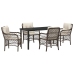 Juego de Comedor de Jardín de 5 Piezas con Cojines Marrón Rattan Poliéster
