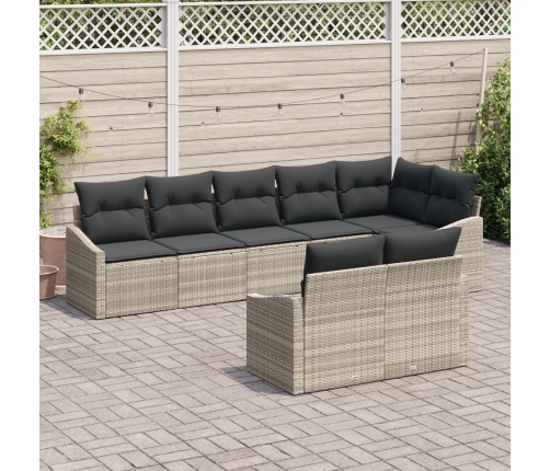 Conjunto de Sofá de Jardín 8 Piezas Gris Ratán