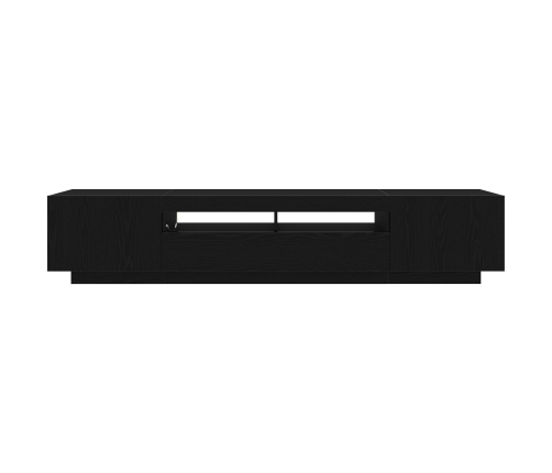 mueble para TV  con luces LED en roble negro, 200x35x40 cm, madera de calidad