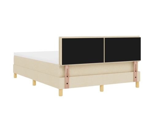 Cama con Box Spring  y Colchón Crema 140x200 cm Tela