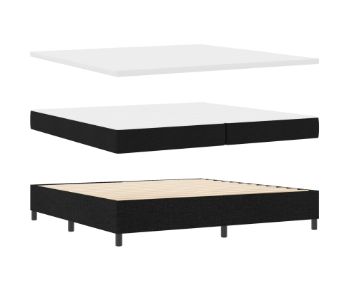 Cama con Base y Colchón Negro 200x200 cm Tela